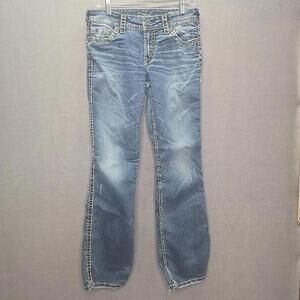 Silver Suki Surplus Jeans Women 31x32 Bootcut Distressed Western Stretch Y2K